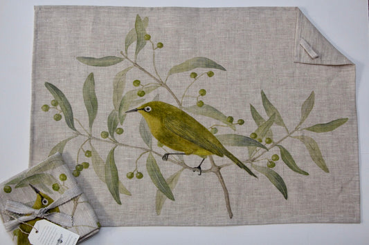 Cape White eye facing left Tea Towel