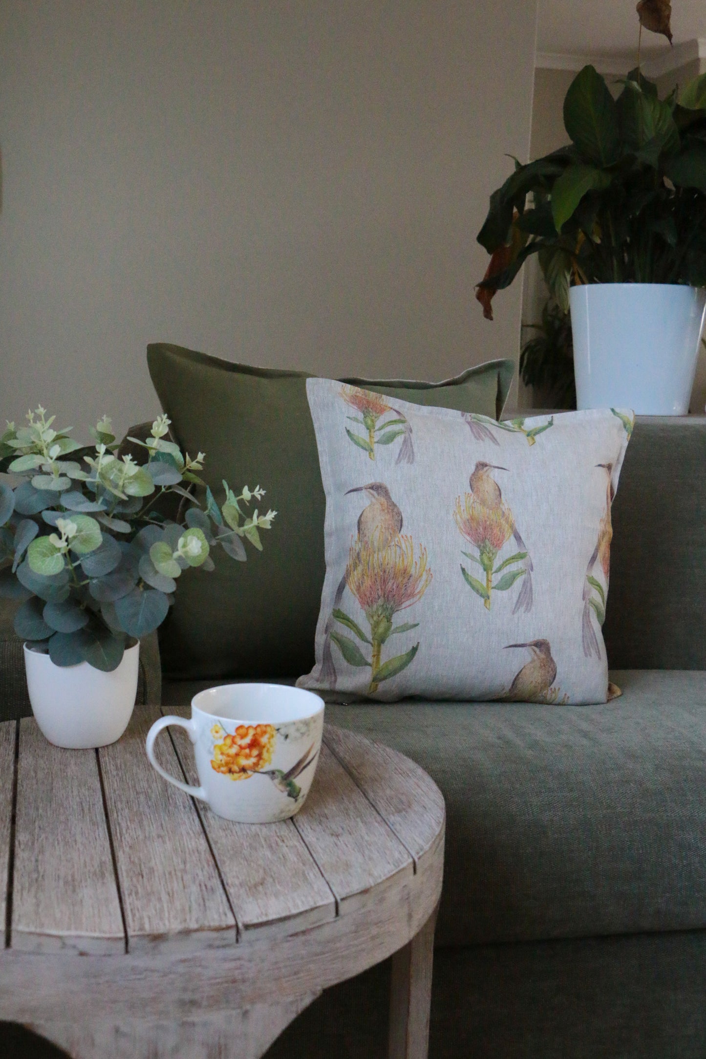 Sunbird and Protea Pincushion Cushion Cover