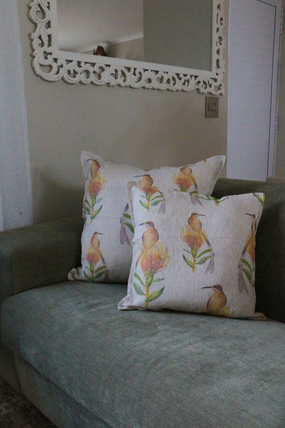 Sunbird and Protea Pincushion Cushion Cover