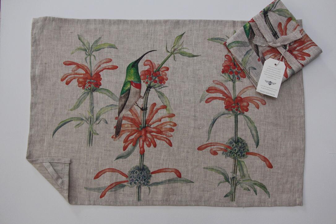 Leonotis and sunbird Tea Towel