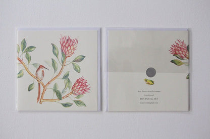 King protea and sugarbird card